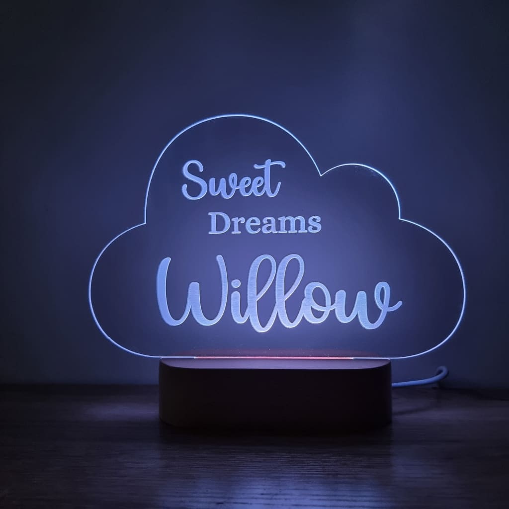 Night Light Sweet Dreams Personalised Cloud Shape - Night Light