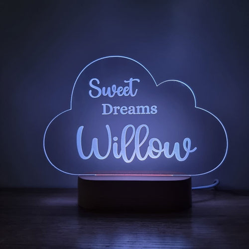 Night Light Sweet Dreams Personalised Cloud Shape - Night Light