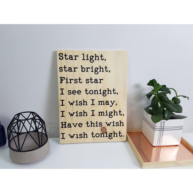 Star Light Star Bright Ply Sign - Plywood Sign