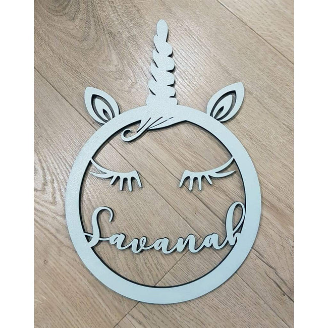Unicorn Face With Personalised Name - Laser Cut Name Plaque