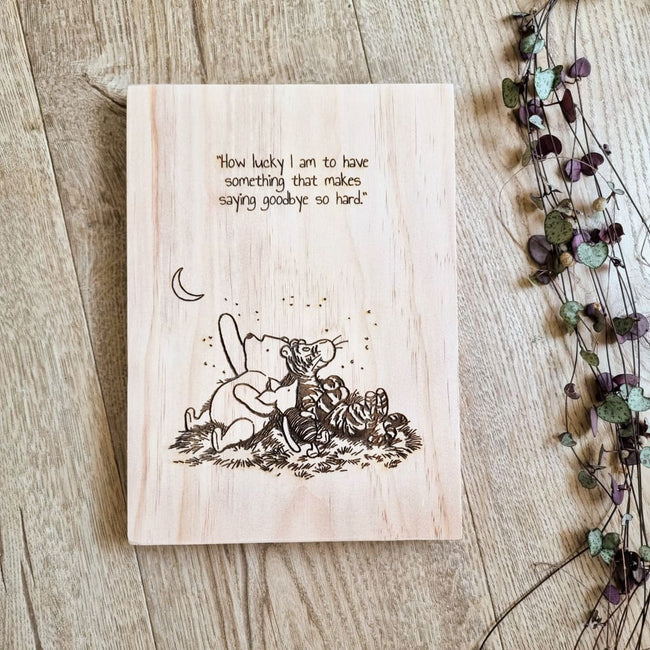Winnie the Pooh - How Lucky I Am Quote Solid Pine Sign - Pine Sign